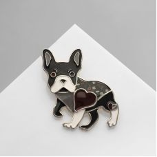 Brooch "Bulldog" French with heart
